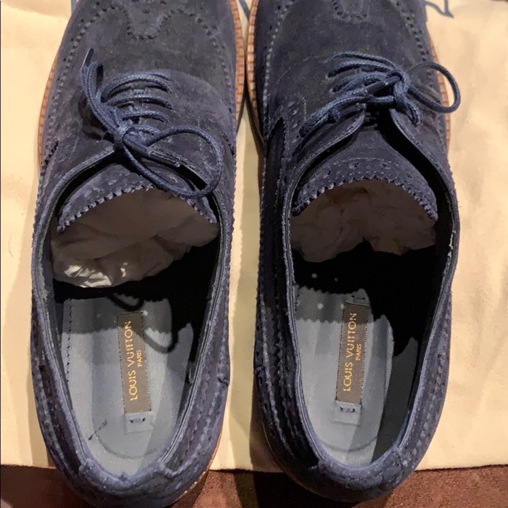 Louis Vuitton Navy Suede Brogues - Picture 5 of 5